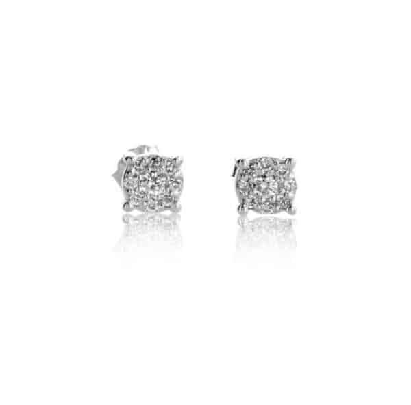 עגילי זהב לבן ויהלומים Diamond" 14K"