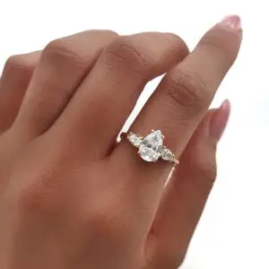 טבעת זהב צהוב "טיפה" 14K
